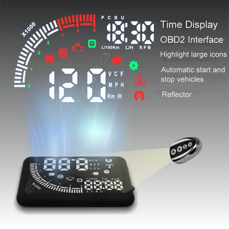 

Car HUD Head Up Display Vehicle Speed Car Speedometer Overspeed Alarm Windshield Project Alarm System OBD2 Interface
