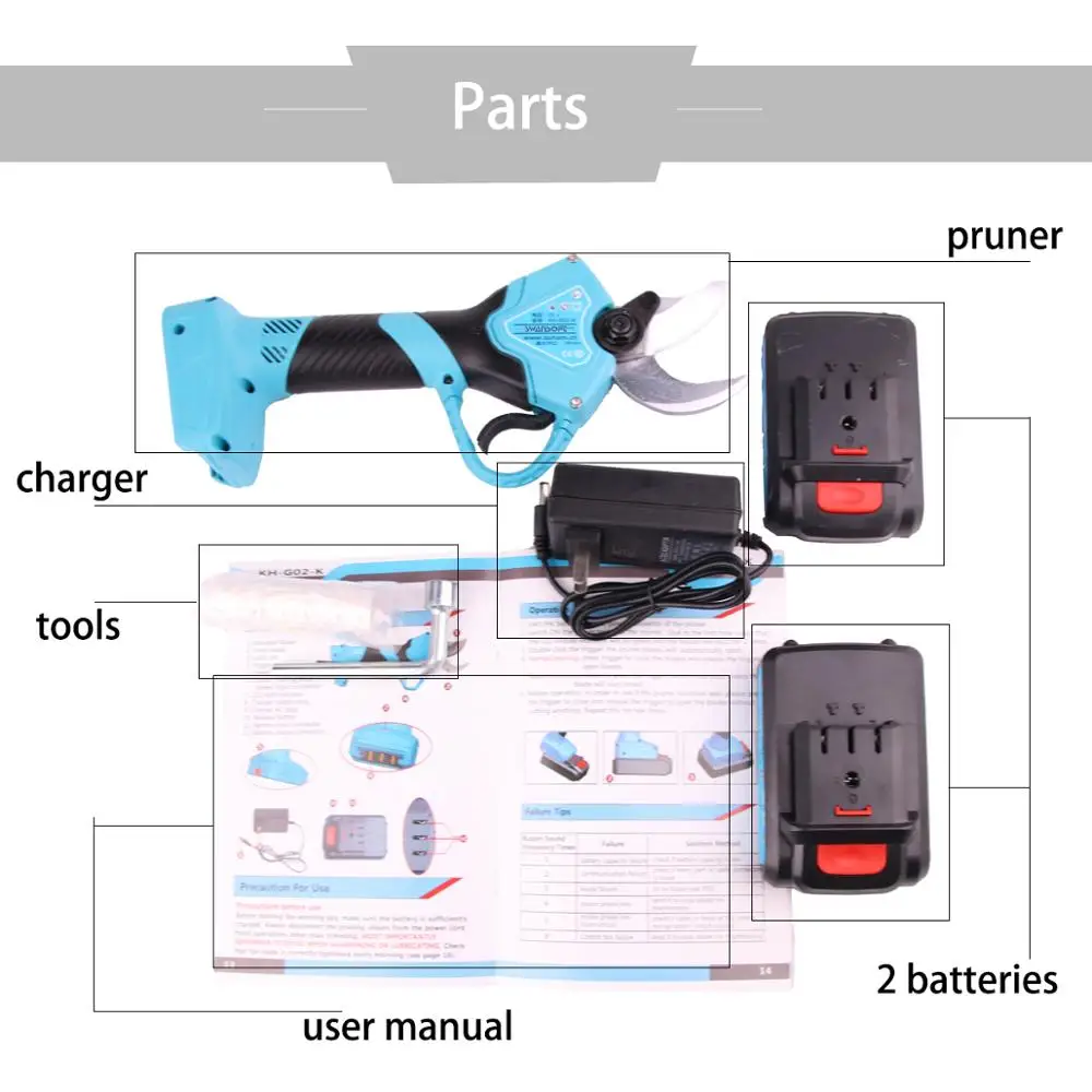 Ножницы для обрезки виноградных лоз литиевая батарея привод беспроводной дизайн рабочих часов 6 часов, две батареи садовые инструменты