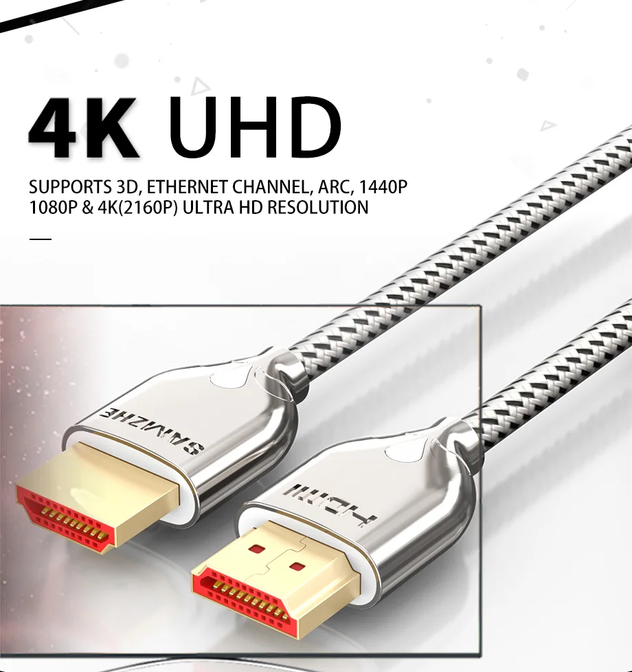 SAMZHE 4K* 2 K/60Hz HDMI 2,0 кабель аудио и видео 32AWG HDMI кабель UHD для проектора XBox tv коробка для ноутбука и ТВ экрана