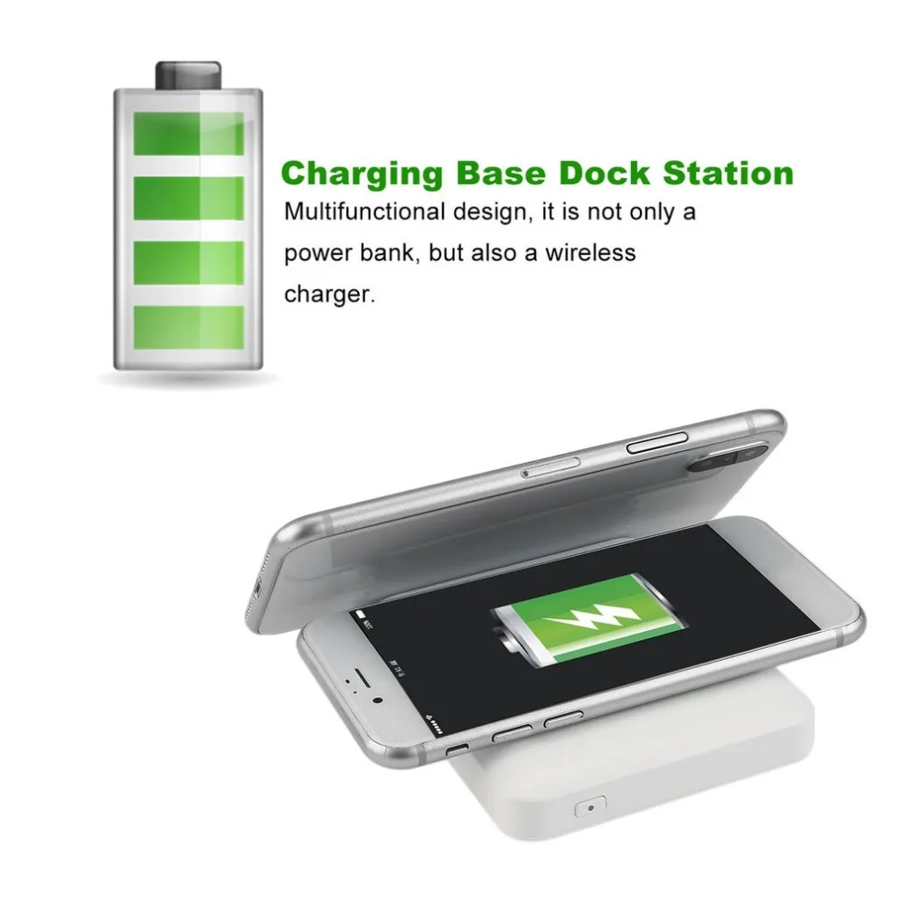 Wopow QI Wireless Charger Power Bank 4000mah with Digital Display 5V 1.5A 5W External Battery Powerbank for iPhone 8 8plus X