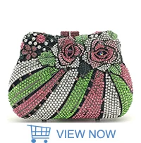 Classical women evening party diamonds luxury clutches flower round circle crystal purses Bridal wedding party purses