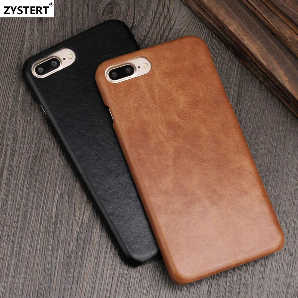 For iPhone 8 Case Cowhide Leather+PC Slim Men Shockproof Hard Armor