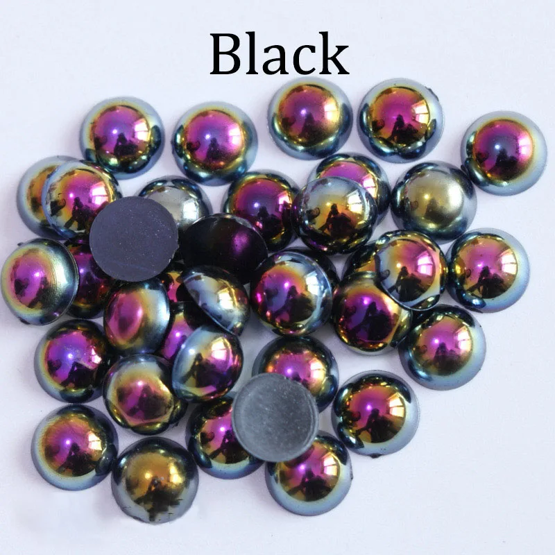 2/3/4/5/6/8/10/12/14 mm AB Color Imitation Pearls Craft Half Round Flatback Beads for Jewelry Making Nail DIY Decoration