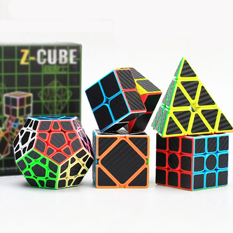 

Knight Black Carbon Fiber Series 2nd Order 3rd Stage Pyramid Five Best-seller Magic Cubes Cube Set Slant Educational Toys sale