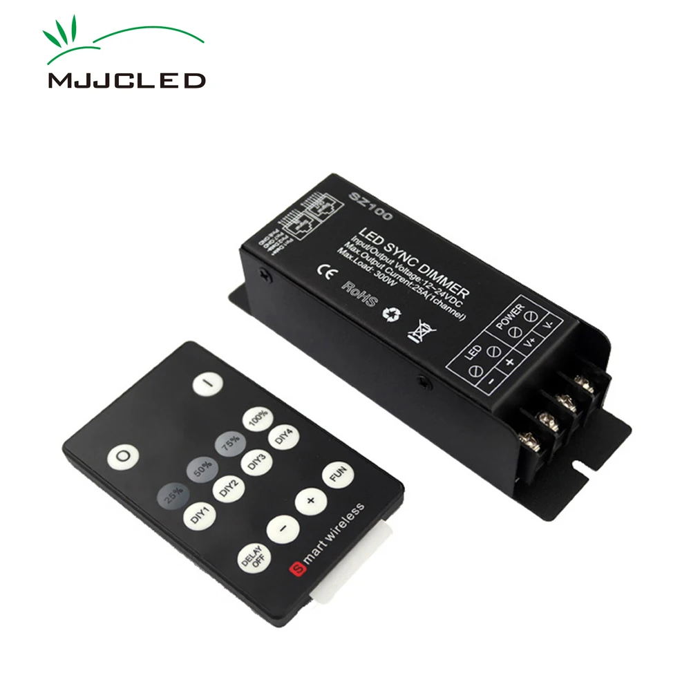 

LED Dimmer 12V 24 Volt Dimmer 12 Volt 300W PWM Wireless RF Dimmer Switch ON OFF with 14 Keys Remote for Single Color LED Strip