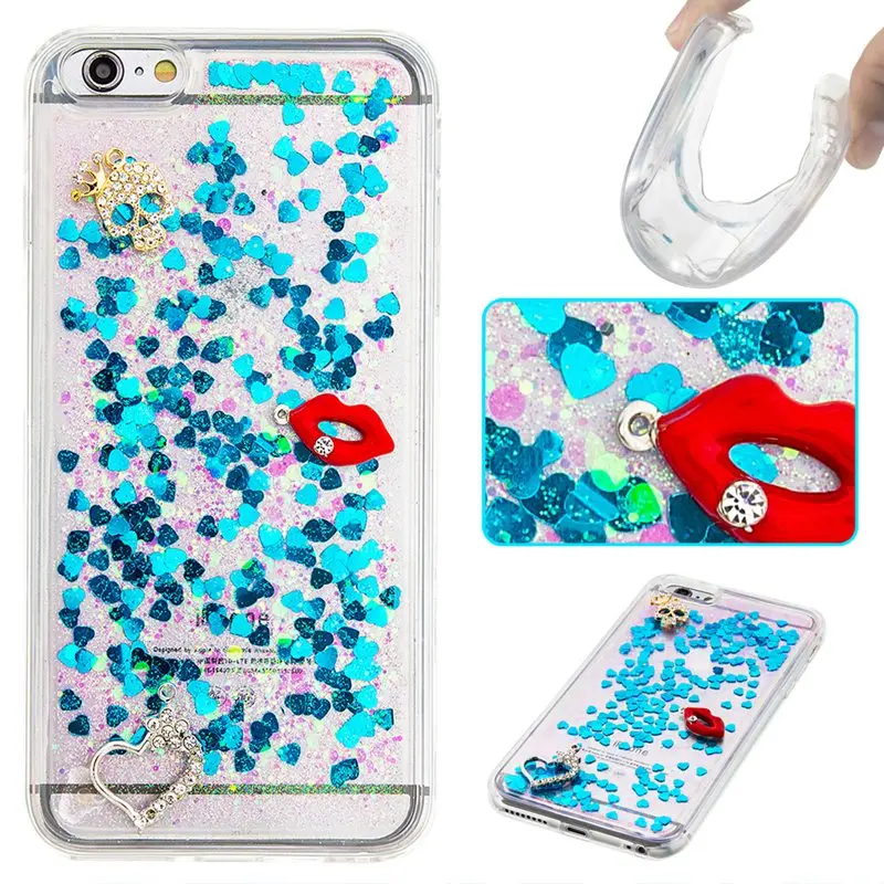 Bling Снег Жемчужина Металл Кристалл Алмаза Жидкий Песок плывун Для iPhone 7 плюс 6 S 5 5S