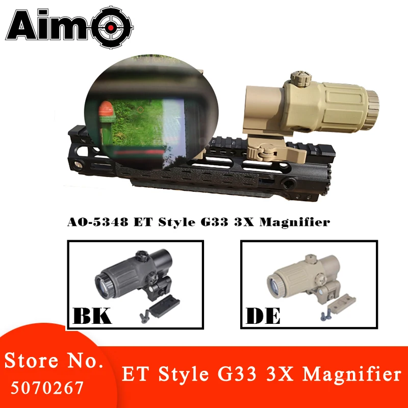 

Tactical Aim-O G33 Airsoft 3X Magnifier ET Style G33 3X Magnifier Holographic Sight with Switch To Side Quick Detachable QD