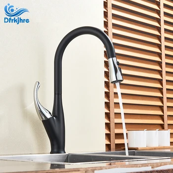 

Household Black Kitchen tap Hot And Cold Water Can Pull Down And Rotating Kitchen Faucet Free Distribution House