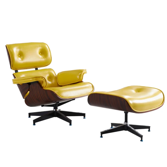 Mid Century Modern Clic Plywood Design Replica Style Chaise Mid Century Modern Clic Plywood Design Replica Style Chaise Lounge Ottoman With High Grade Yellow Leather