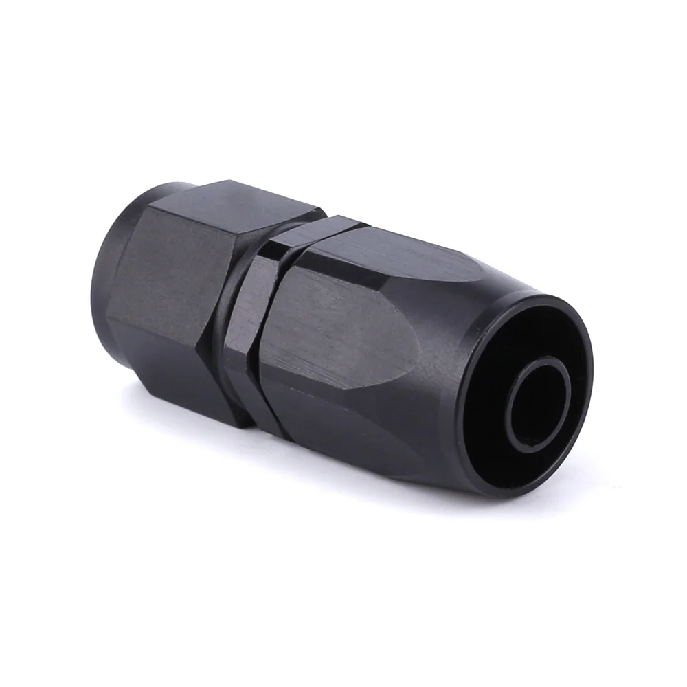 AN8 Straight Swivel Oil Fuel Gas Line Hose End Adaptor Black Fast Flow