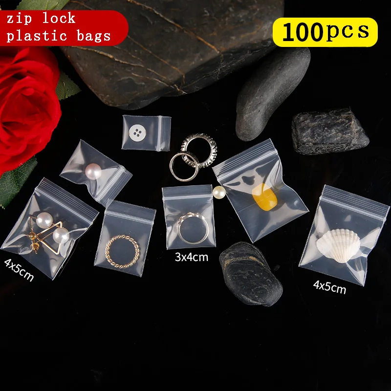 Mini Zipper Plastic Bags, Ziplock Pill Packaging Pouches, Small Zip Lock Bags, 0.16mm Thick, Food, 100Pcs 3