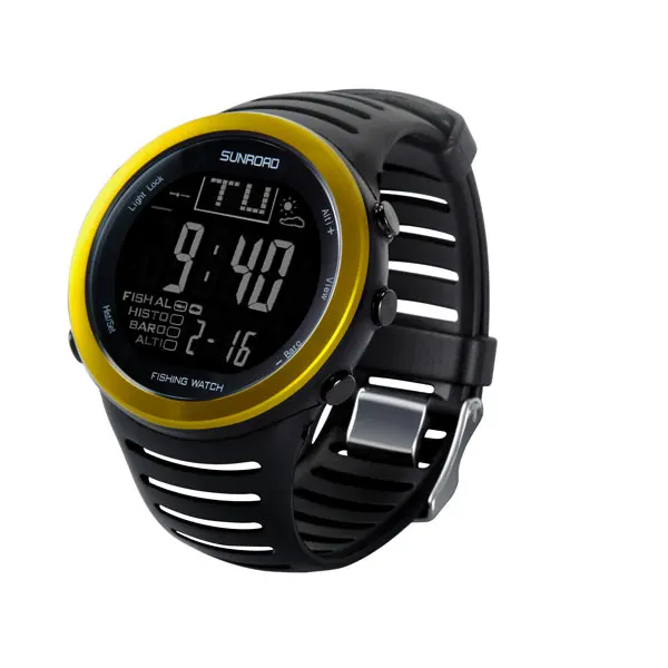 SUNROAD Новое поступление Мужские Цифровые спортивные часы для рыбалки с барометром альтиметром секундомером для пешего туризма Swmming наручные часы - Цвет: Gold