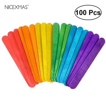 

100Pcs Colored Wood Craft Sticks Popsicle Wood Colorful Craft Stick for DIY Crafts Creative Designs (Random Colors)