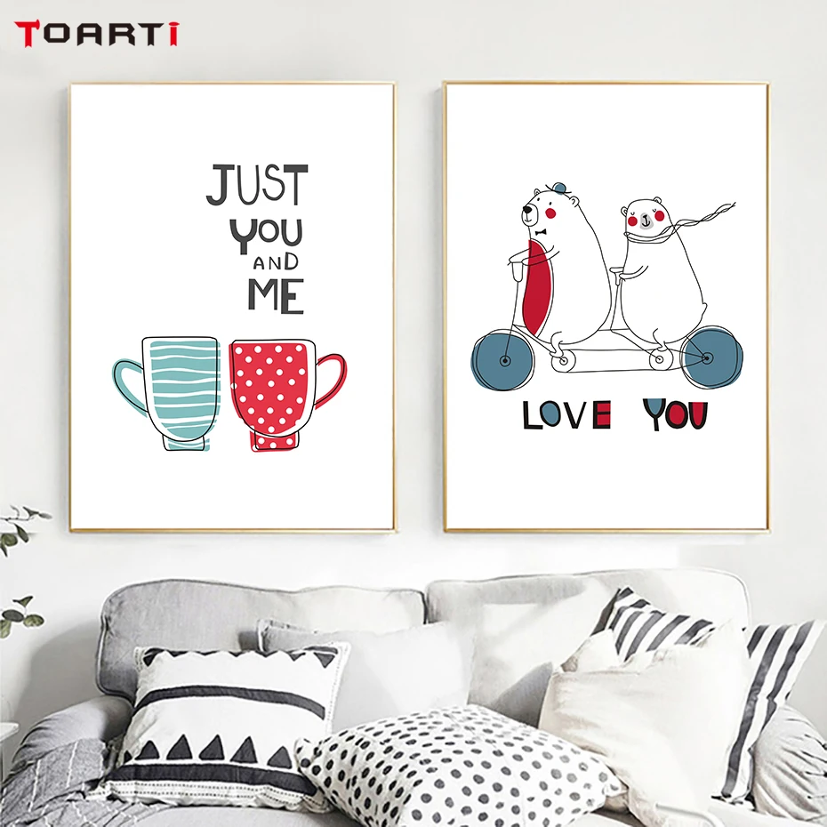 Sweet Love Phrase Posters&Prints Abstract Cartoon Canvas Painting Modern Wall Art For Living Room Home Decor Gift For Christmas (3)