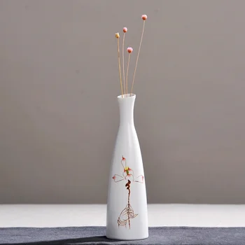 

Jingdezhen ceramic small vase decoration creative hand-painted lotus white porcelain vase simple Japanese style flowe
