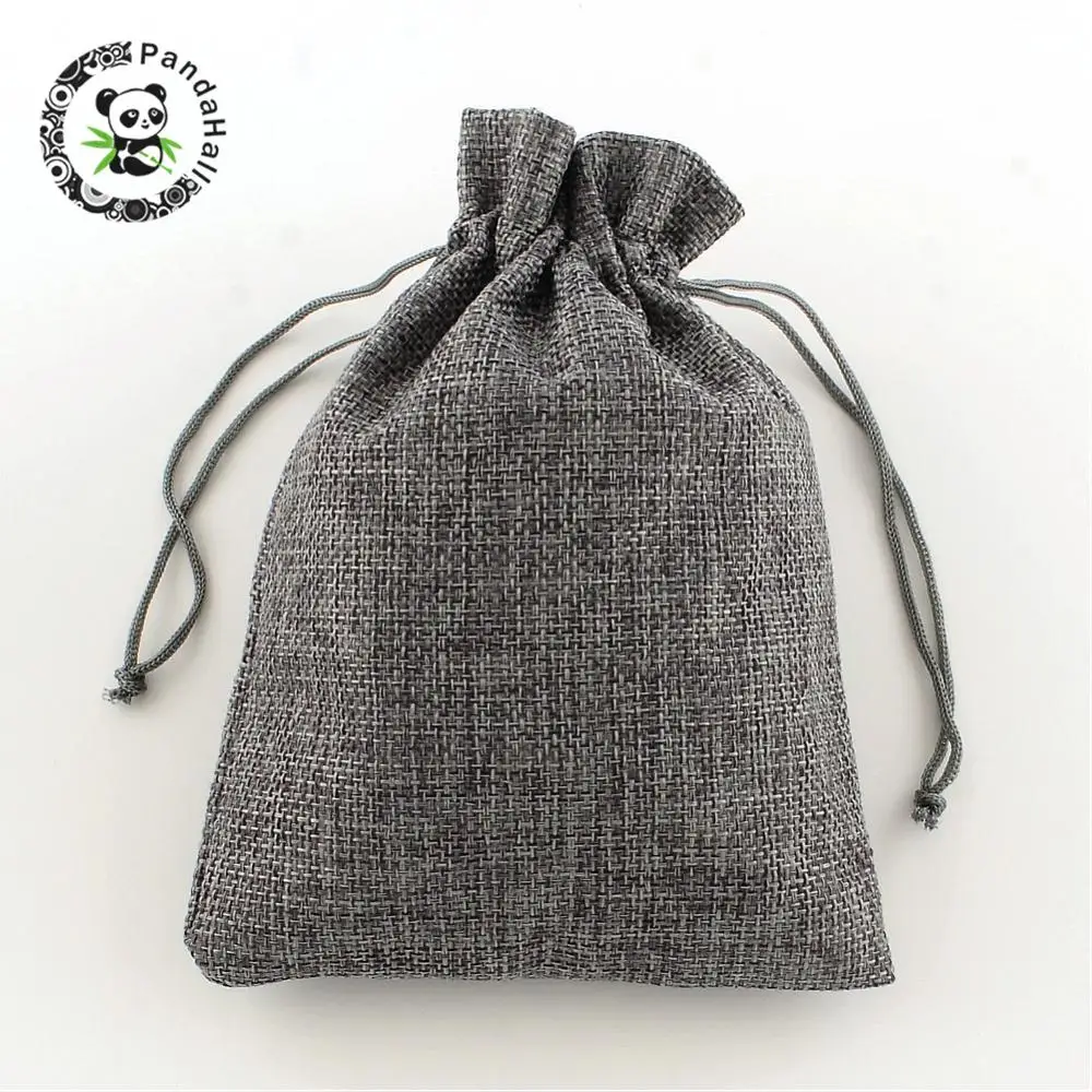 

Burlap Packing Pouches Drawstring Bags, Gray, 18x13cm