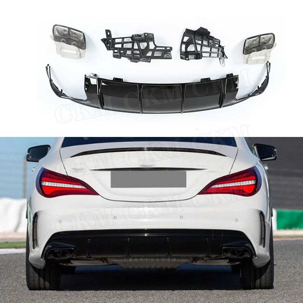 

PP Rear Lip Diffuser with Exhaust Tips for Mercedes Benz CLA Class W117 CLA260 CLA45 2013-2018 Bumper Skid Plate