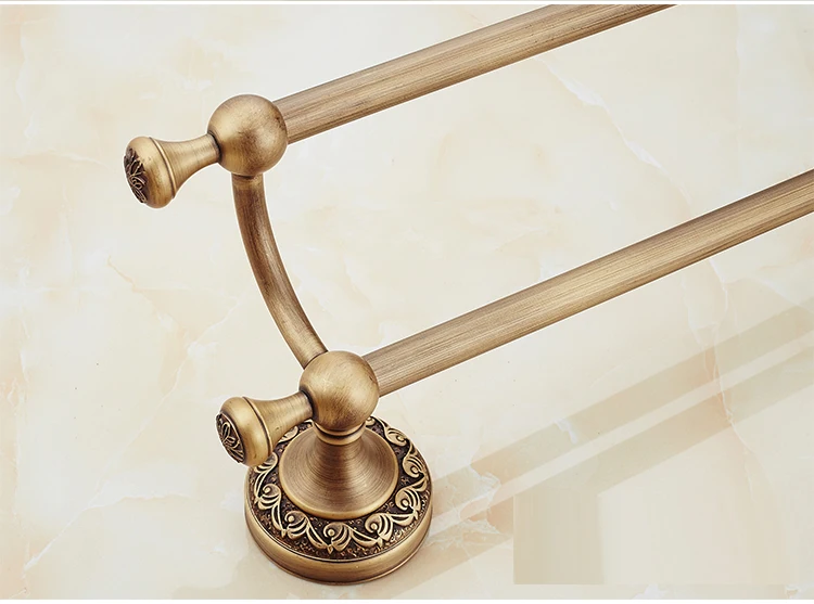 Antique Brass Towel Holder Wall Mounted Kitchen Bathroom Double Towel Bar Holder Rack Bathroom Accessories ZD926