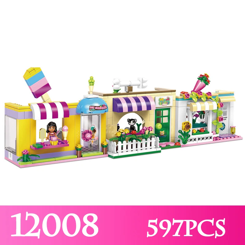 

City Girls Series 12008 597Pcs The Campus Commercial Street Set Building Blocks Kids Educational LegoINGLYs Bricks Toys For Girl