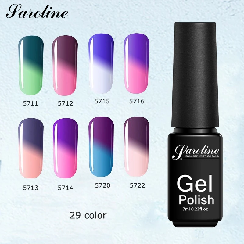 

Saroline Temperature Change Color Moisturizing Soak Off UV LED Semi Permanent Enamel Water Paint Chameleon Nail Gel Polish