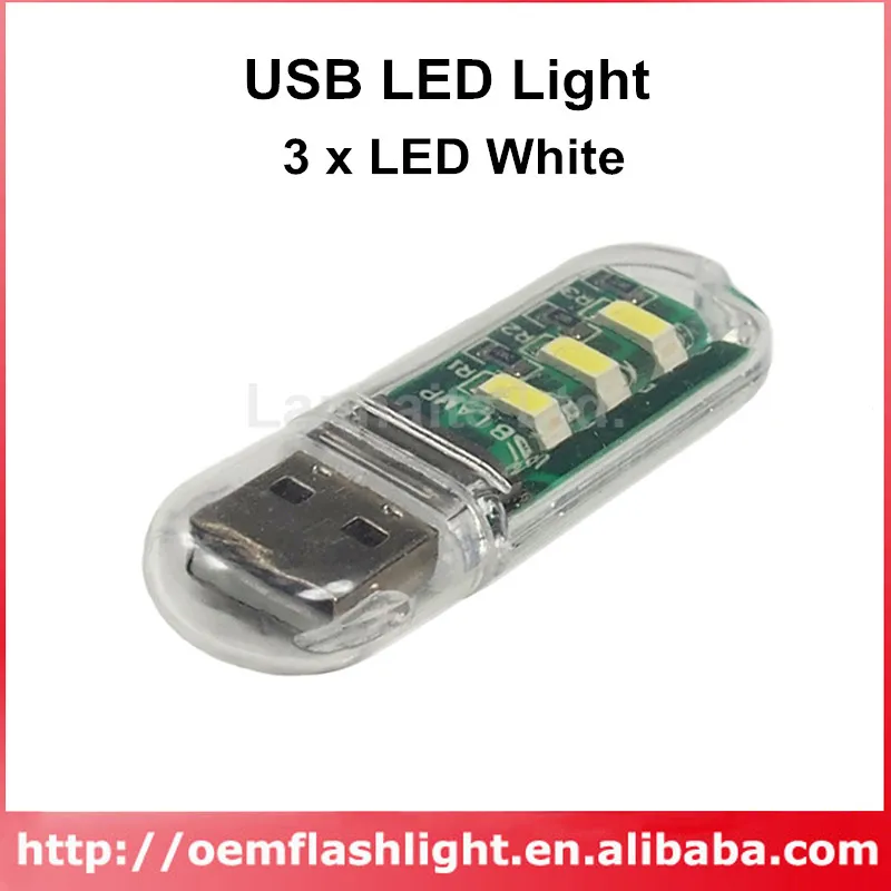 

Фонасветильник светодиодный с питанием от USB, 3 светодиода, белый, прозрачный (2 шт.)