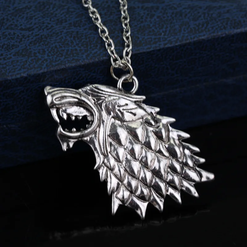 game of thrones necklace song of ice and fire vintage stark dire wolf antique silver pendant for men and women wholesale game of thrones necklace song of ice and fire vintage stark dire wolf antique silver pendant for men and women wholesale