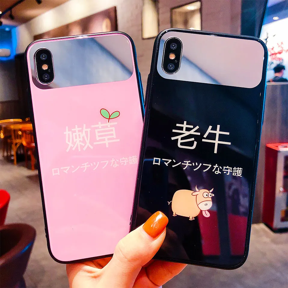 Cover Glass For iPhone 7 6s 8 Plus 6 Capa Funda X Cases Tempered Phone Case Coque |