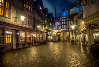 

Laeacco Old Town Street House Street Shop Night Scenic Photographic Backgrounds Photography Backdrops Photocall Photo Studio