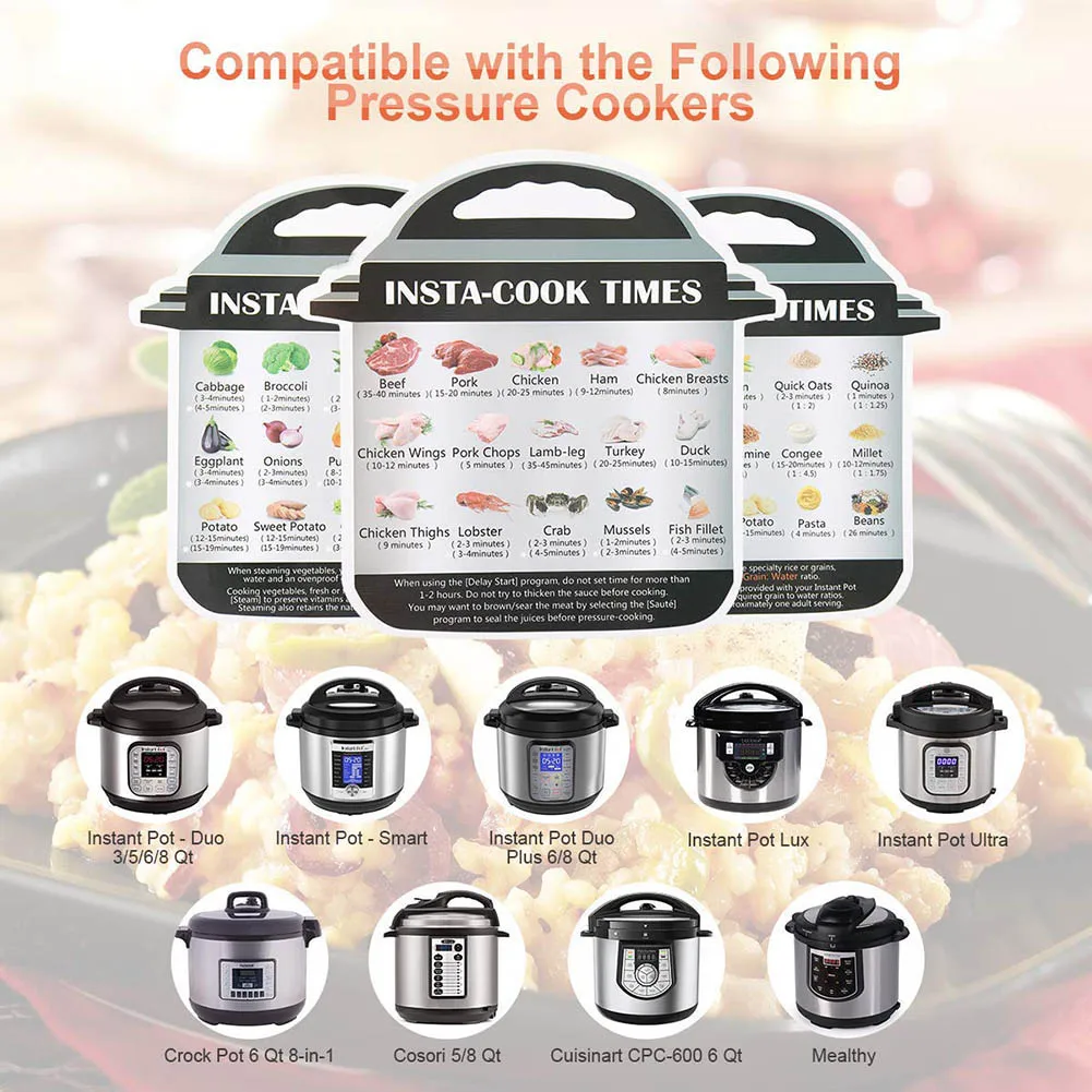 

3Pcs Magnetic Cooking Schedule Cheat Sheet Food Cooking For Instant Pot MYDING