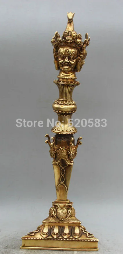 

free 20" Tibet Buddhism Brass Protector Deity Horse Head Phurba Dagger fast
