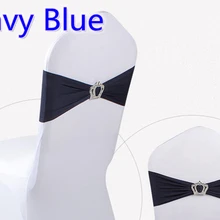Темно-синие ленты из спандекса на Стулья Свадебные кушаки для стула с пряжки с короной лайкрой стрейч Свадебные кушаки вечерние гостиничные шоу