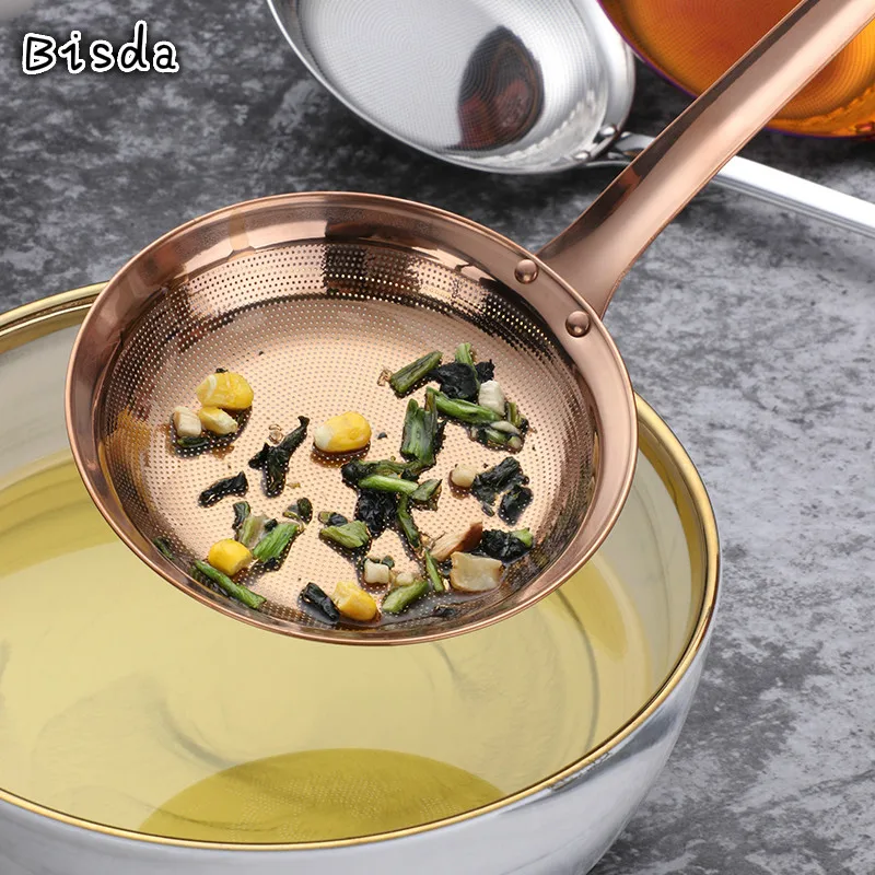 

2Pcs Stainless Steel Oil Skimmer Strainer Fine Mesh Wire Hot Pot Kitchen Utensils Flour Colander Frying Serving Spoon Skimming