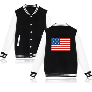 

America Flag Jacket Men Women Cotton Baseball Uniform Print America Flag Casual Clothing