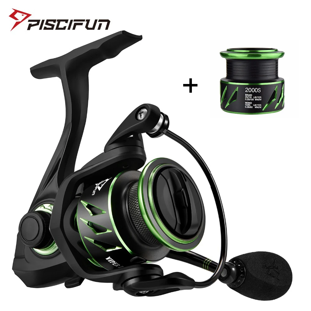 Billige Piscifun Viper II Spinning Angeln Reel mit Ersatz Spule 6.2 1 getriebe Verhältnis 11 Lager Bis zu 12KG Max Drag 1000 2000 3000 4000