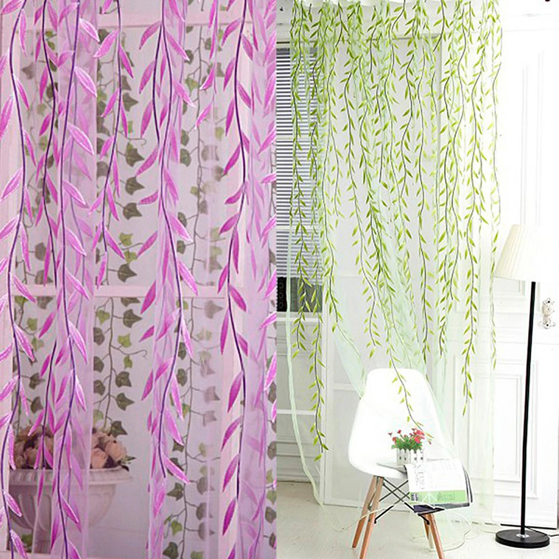 Lovely Wicker Tulle Voile Door Window Curtain For Living Room Drape