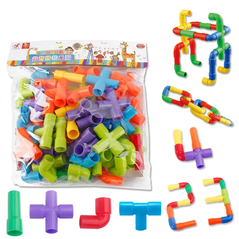 2018 Colorful Educational Water Pipe Building Blocks Toys For Children DIY Assembling Pipeline Tunnel Bricks Model Toy For Kids