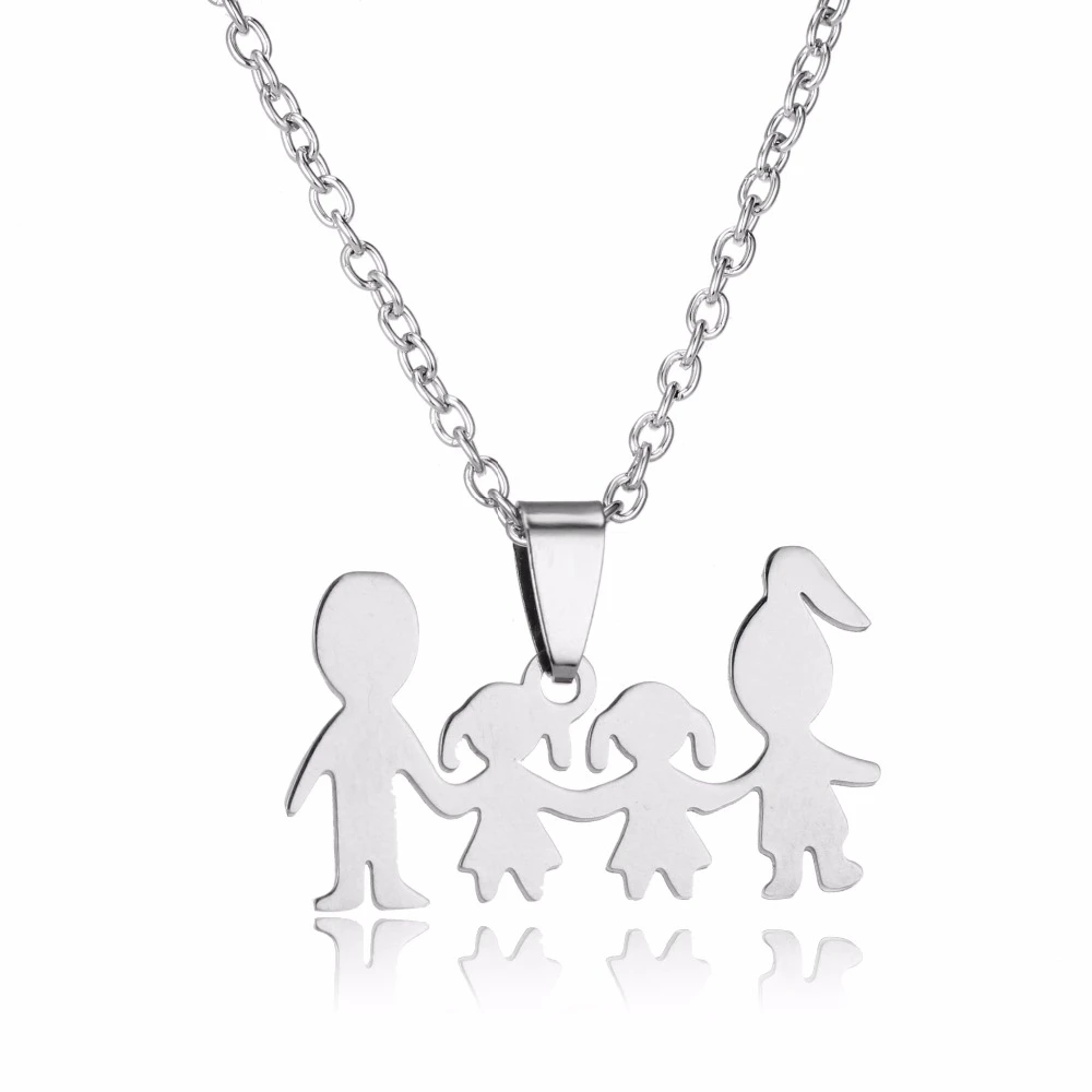 Stainless Steel Pendant Kids Parent With Pet Necklace Jewelry Gifts For Mom Dad Stainless Steel Pendant Kids Parent With Pet Necklace Jewelry Gifts For Mom Dad