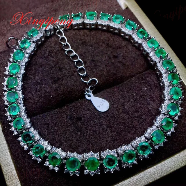 925 Silver Inlaid Natural Emerald Bracelets Design Is Beautiful In 925 Silver Inlaid Natural Emerald Bracelets Design Is Beautiful
