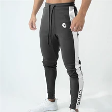 Mens Joggers Casual Pants Gyms Fitness stitching Zipper ankle Skinny Crossfit Sweatpants Trousers Male Brand Track Pants