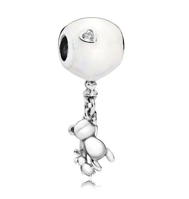 

2018 Mother's Day Gifts 925 Sterling Silver Teddy & Balloon Dangle Charm Fits For Original Pandora Bracelet & Necklace Jewelry