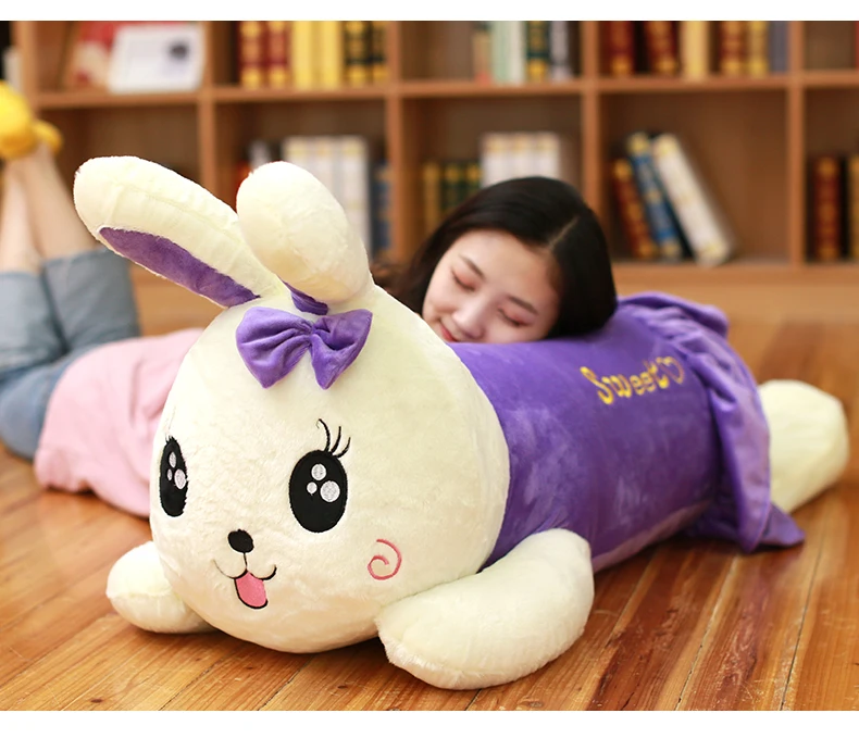 Dorimytrader Kawaii Rabbit Pillow Plush Toys Doll Giant Stuffed Bunny Sleeping Pillow for Girl Gift Wedding Decoration 43inch 110cm DY50509  (5)