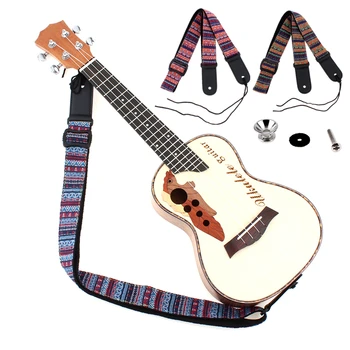 

Adjustable 75-130cm Ukulele Guitar Strap Belt Cotton Leather Bohemian Style Sling Buckle Guitar Parts Accessories with Tail Nail