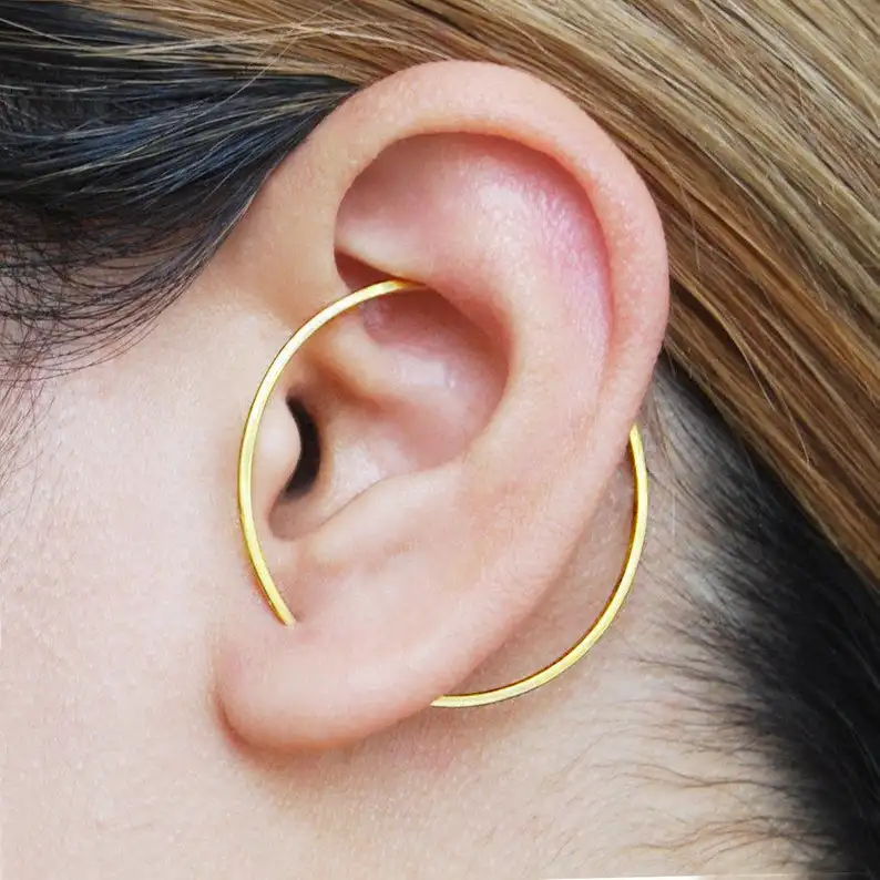 

Gold Circle Ear Climber Handmade Geometric Earrings Gold Filled/925 Silver Jewelry Oorbellen Minimalist Earrings for Women