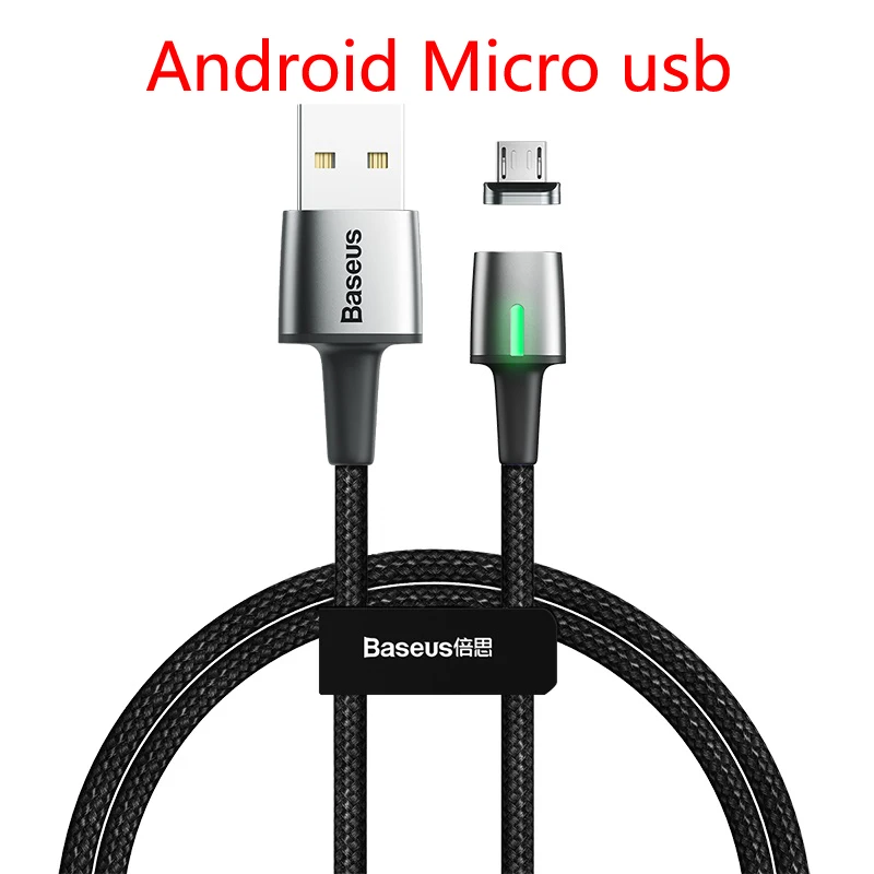 Магнитный кабель usb type c 3A Быстрая зарядка для Samsung Galaxy S8 s9 s10 note 9 huawei oneplus 6 xiaomi 5 micro usb кабель зарядного устройства - Цвет: Android Micro Black