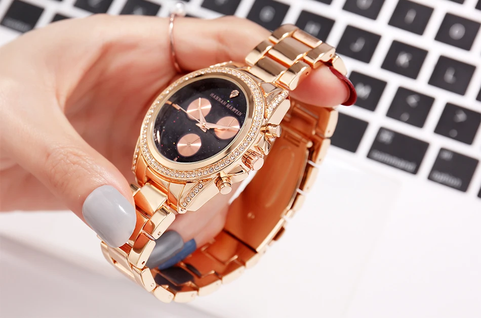 1 комплект, женские часы, розовое золото, японский кварцевый механизм, стразы, роскошные бриллиантовые женские водонепроницаемые повседневные часы, браслет, relogio feminino