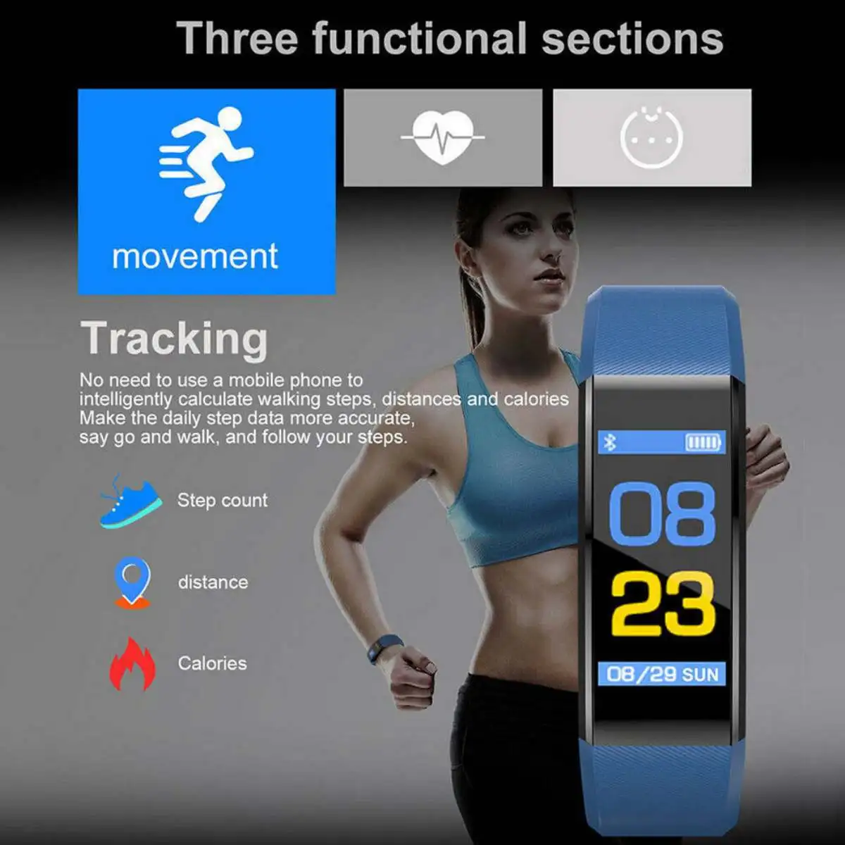  115Plus Smart Watch Men Women Heart Rate Monitor Blood Pressure Fitness Tracker 0.96 inch Smartwatc - 33042589192