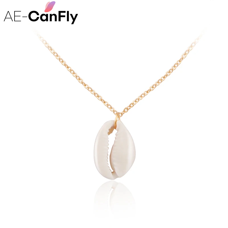 AE-CANFLY Conch Havaiian Shell Pendants Necklace Beach Jewelry Gold Silver Chain Chokers NX293