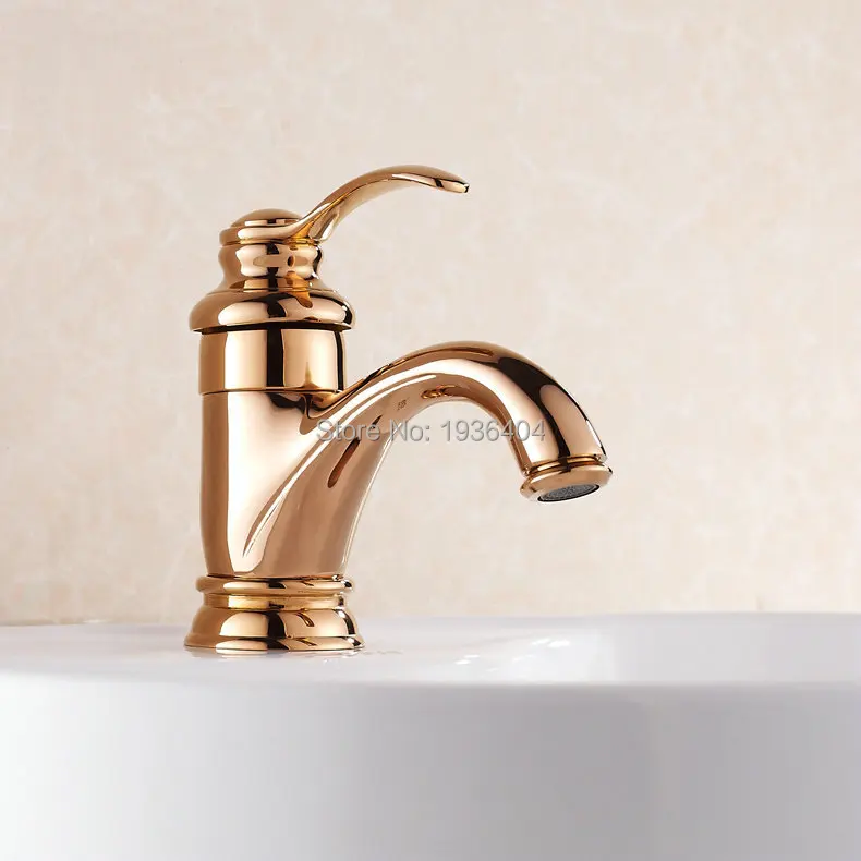 Bathroom Latin Basin Rose Golden Faucets Antique Brass Material Deck Mounted Mixer Taps RS304