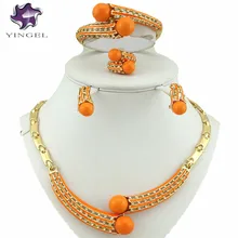 Joyería de la boda africana establece africana grandes mujeres collar de sistemas de la joyería del grano africano indio de joyería de moda 18 K joyas de oro