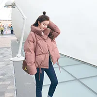 Новинка, Короткое женское зимнее пальто со стоячим воротником, одноцветная хлопковая куртка, Корейская версия, свободное хлопковое пальто для женщин XY044 - Цвет: Bean red